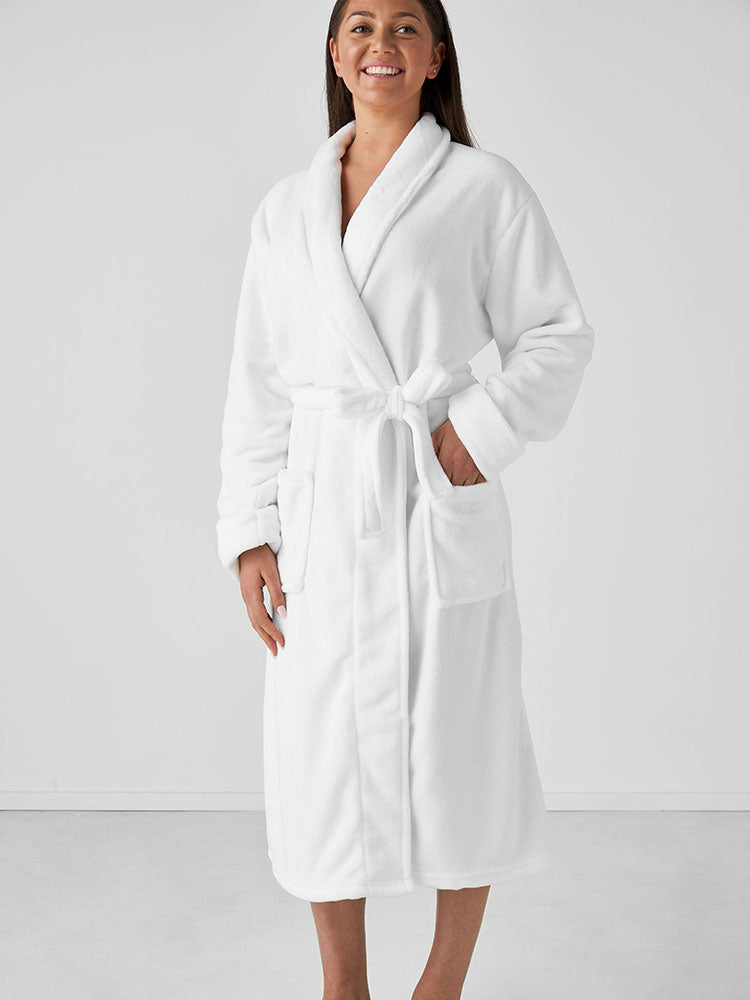 LINEN HOUSE WHITE BATHROBE MICROFIBRE