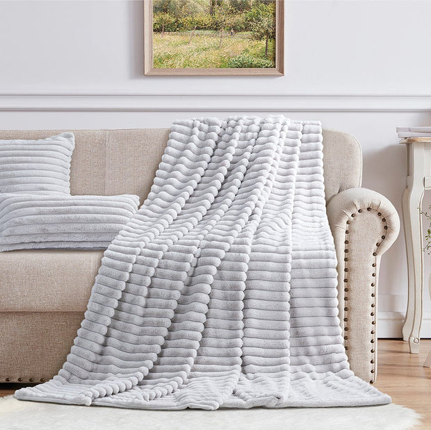 Silver Throw Cotton Co Milan Silver Faux Fur Throw – linen-and-bath
