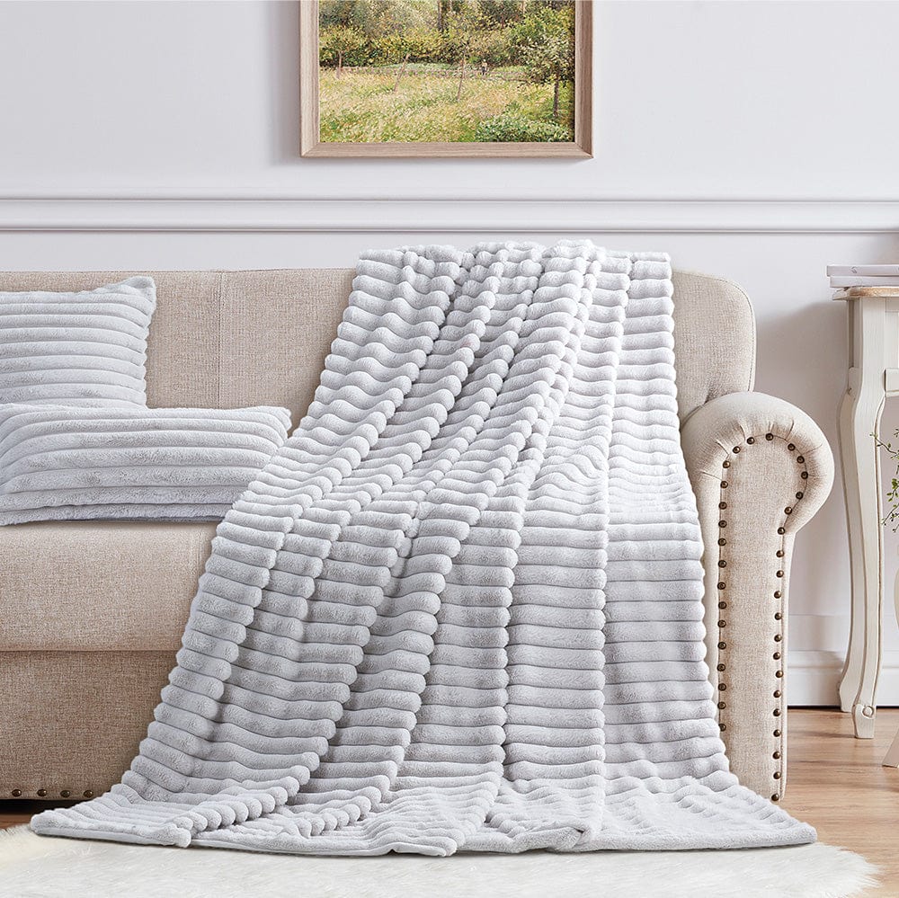 Cotton Co Milan Silver  Faux Fur Throw