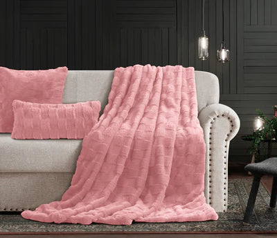 Cotton Co Prague Blush  Faux Fur Throw