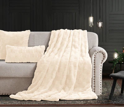 Cotton Co Prague Cream Faux Fur Throw
