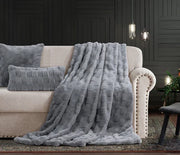 Cotton Co Prague Grey Faux Fur Throw