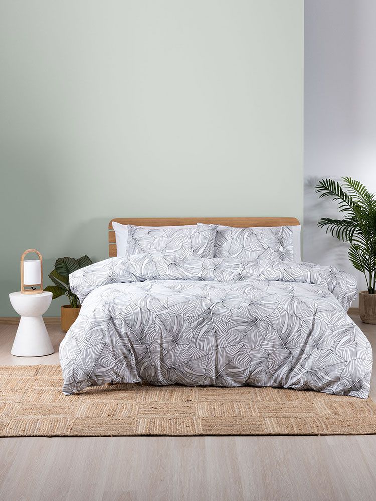 Linen House Monstera Black & White Duvet Cover Set