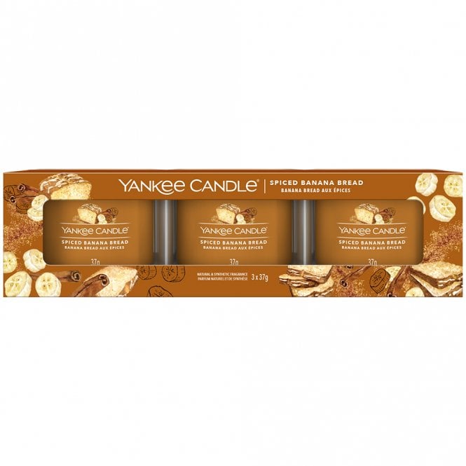 Yankee Signature 3 Filled Votive Spiced Bannana Pack