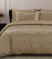 Egyptian Cotton 400 Thread Count Christy Stone & Cream Duvet Cover Set